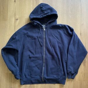 Brandy Melville Navy Dark Blue Full Zip Up Hoodie Jacket One Size